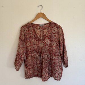 World Market Pink Pleated Bohemian Flowy Top Small/Medium